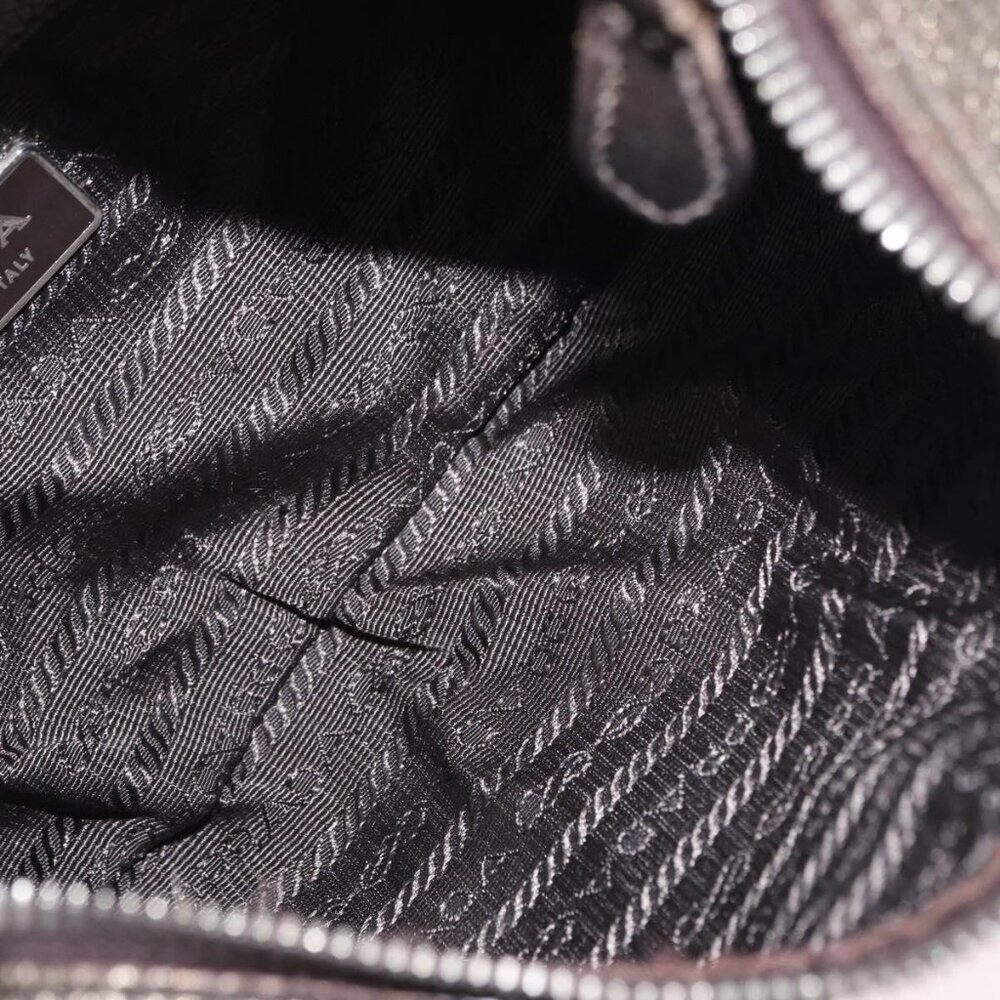 Authentic PRADA Shoulder Bag Leather Bronze Silver - Picture 2 of 16